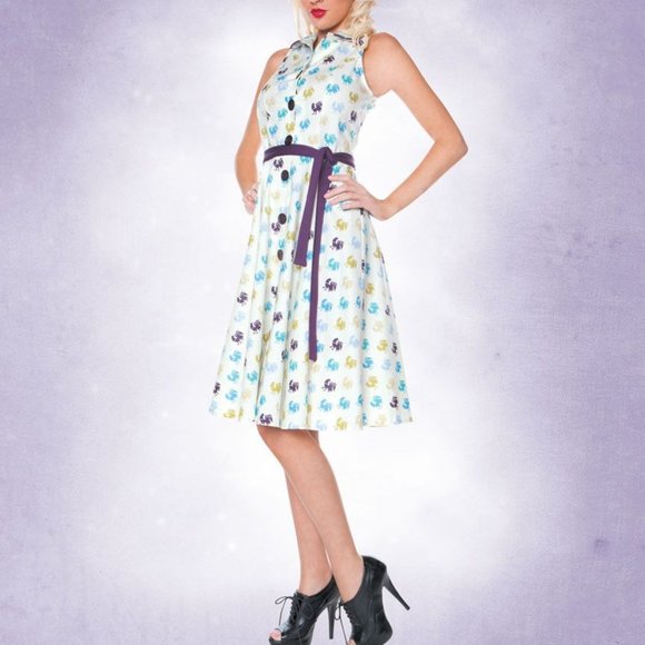Folter Dresses & Skirts - Folter Rooster Print Retro Pinup Dress